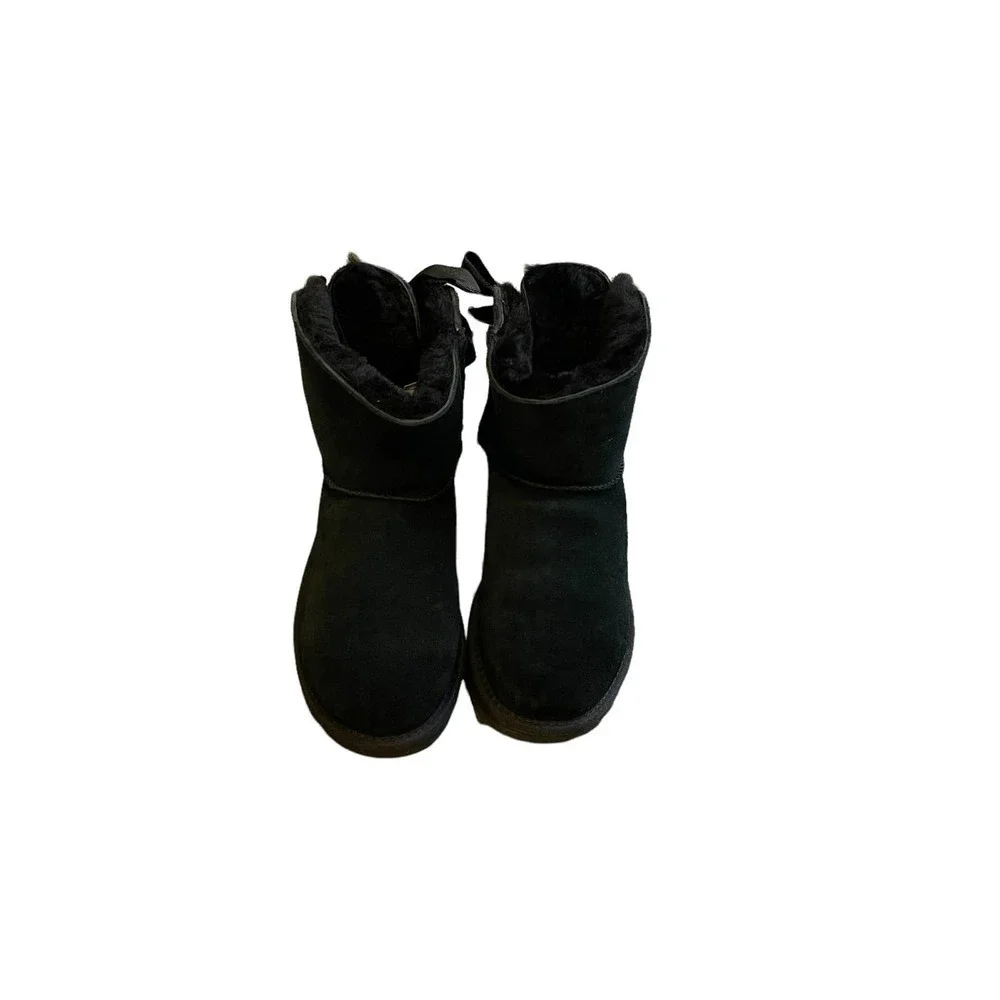 UGG Customizable Bailey Bow Mini Boots Black Women's Size 6